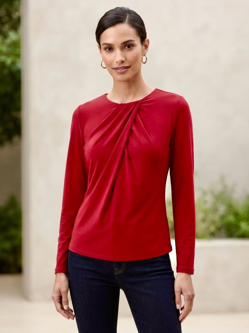 TALBOTS Long-Sleeve Twist-Front Top